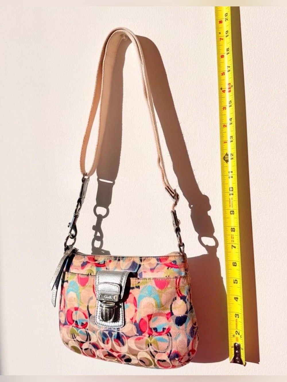 Coach Multicolor Signature Canvas Crossbody with Silver Trim - Picture 6 of 17